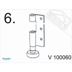 6 - Scharnierteil mit Rolle für Normstahl Seitensektionaltor SST Mittelsektion bis Baujahr 04/1996